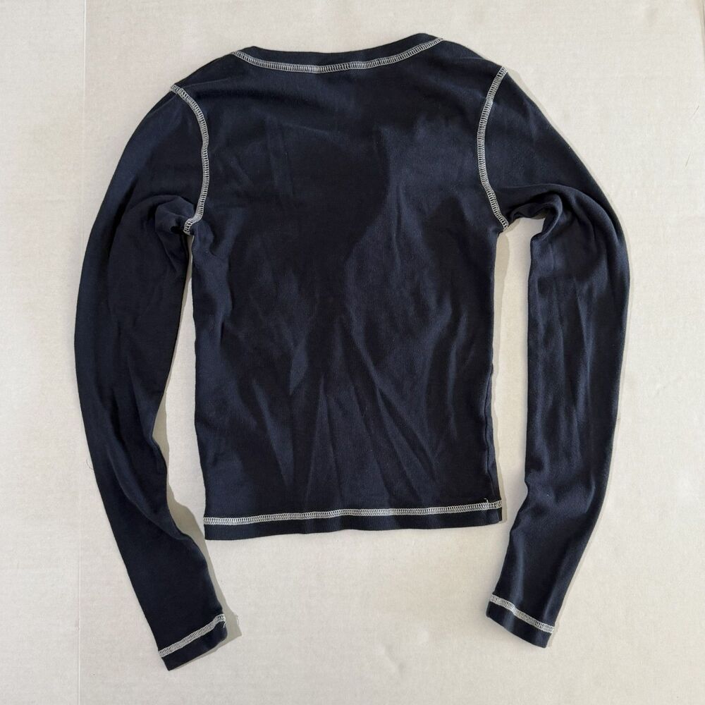 Urban Outfitter Silver Lake 94 Applique Graphic Long Sleeve Henley Tee, XXS Blue - Picture 5 of 6